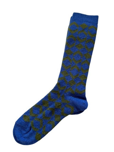Alpaca Socks - Honeycomb Blue Large