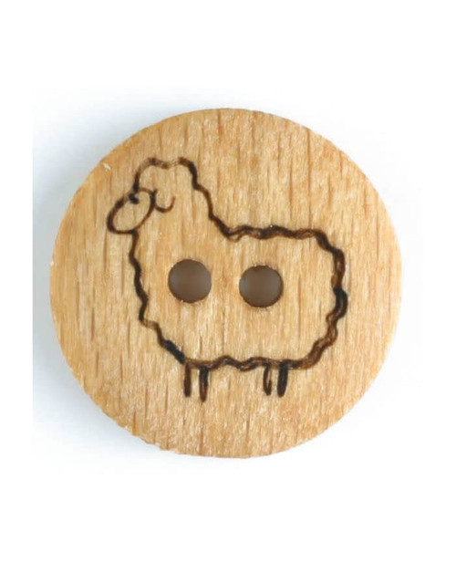Wood Button Sheep 18mm - Dill Button 241179