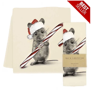 Santa Mouse 2 Tea Towel