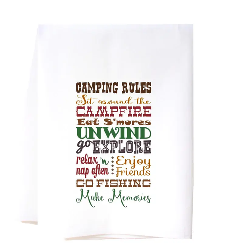 Camping Rules Flour Sack Towel