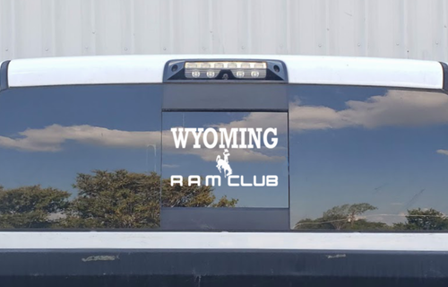 Wyoming Ram Club (WYRC) Rear Window Bucking Bronco Decal