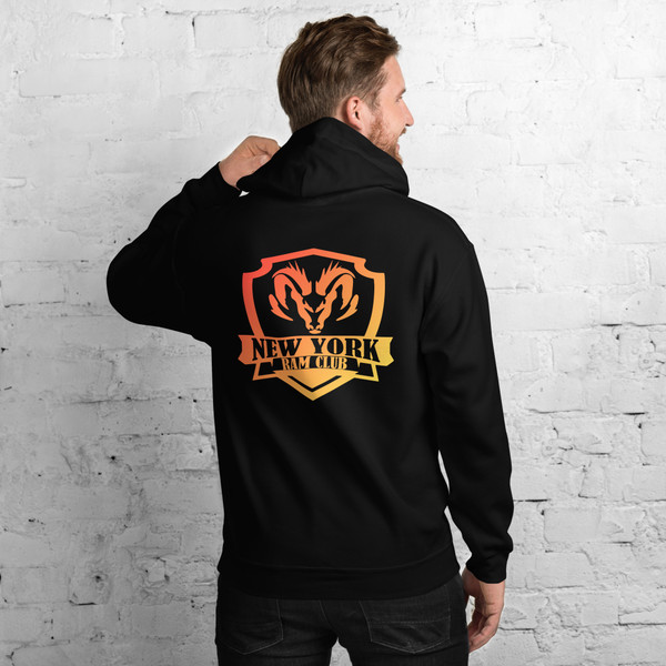 NY Ram Club Orange Fade Unisex Hoodie (Back Only) 