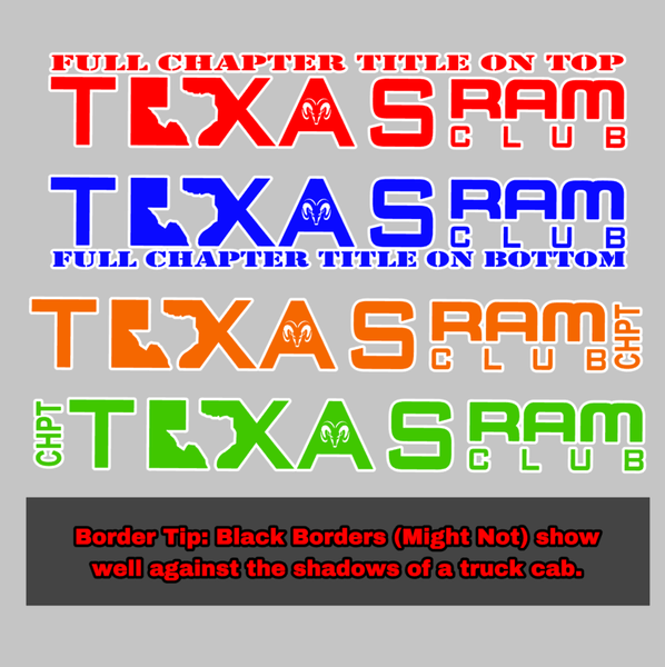 Texas Ram Club (TRC) 2-Color Pillar Decal