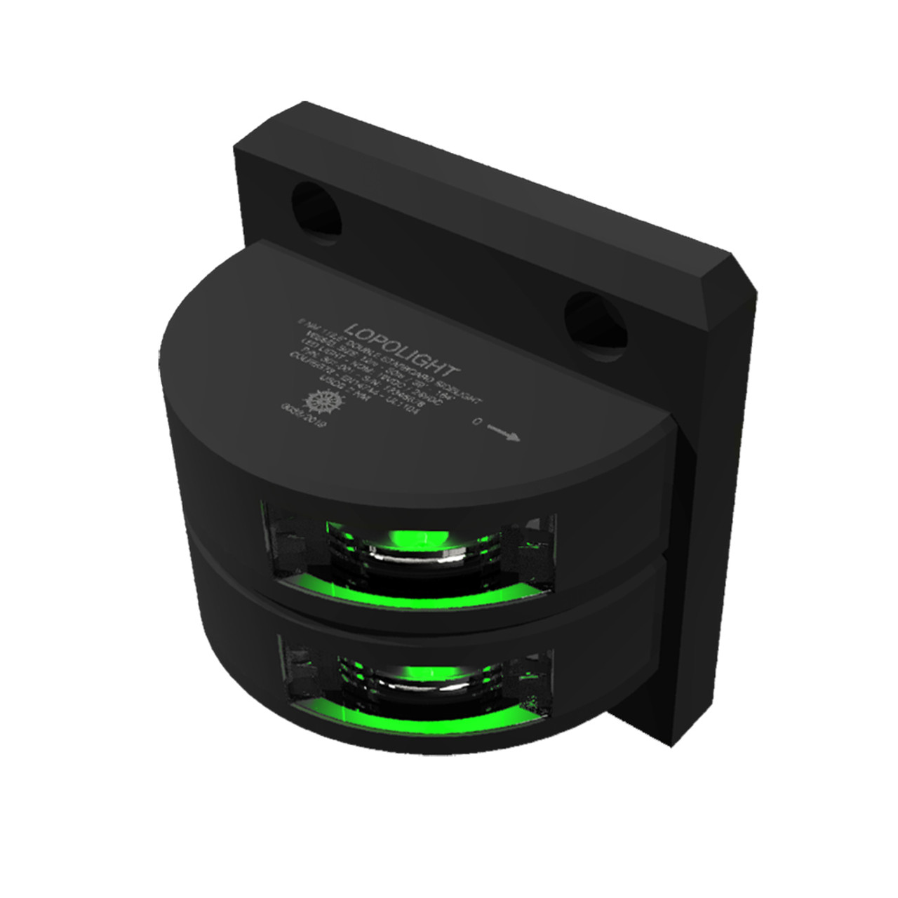 Lopolight Double Starboard SideLight - Vertical Mount - Black Housing - 2nm - Green [301-001ST-B]