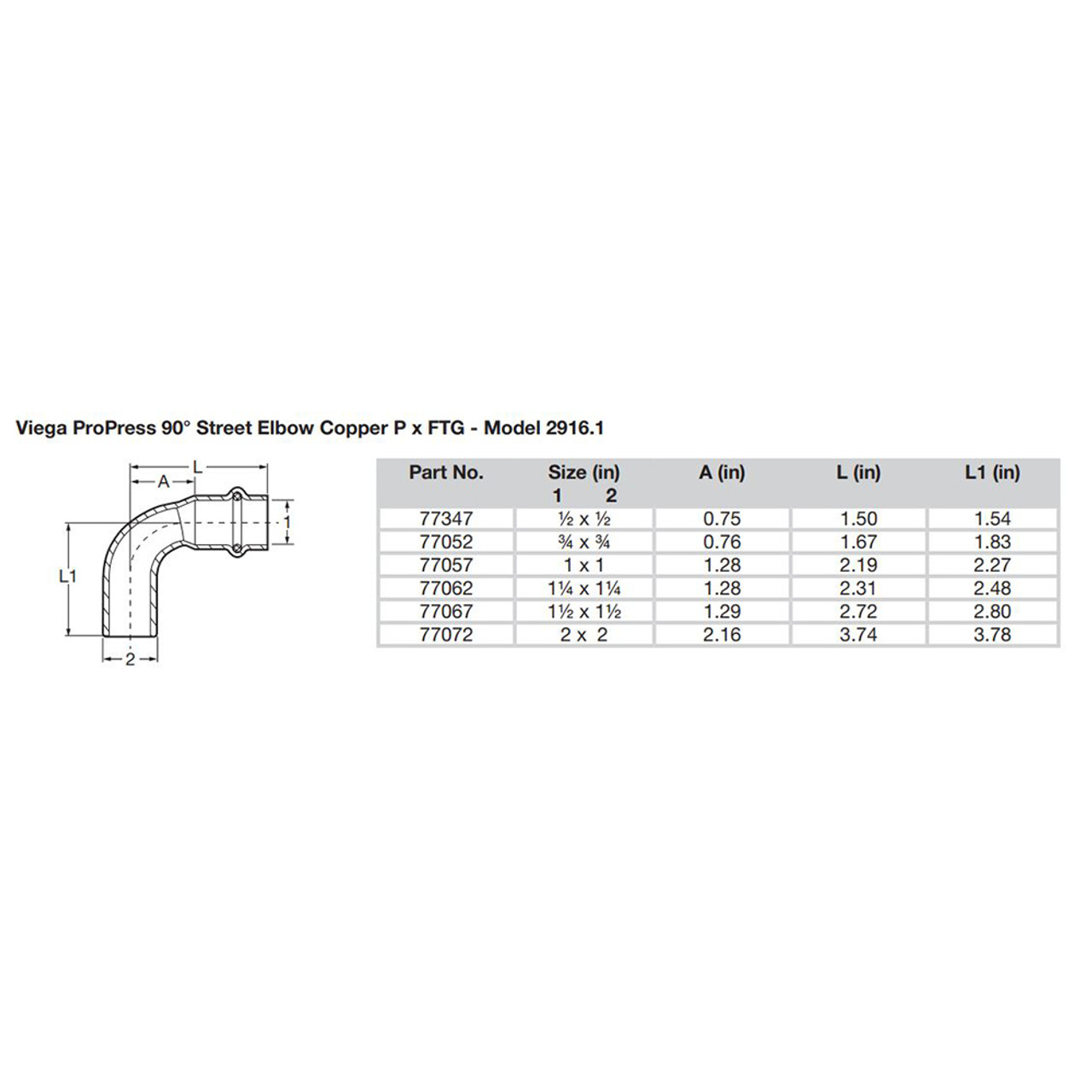 Viega ProPress 1" - 90 Copper Elbow - Street\/Press Connection - Smart Connect Technology [77057]