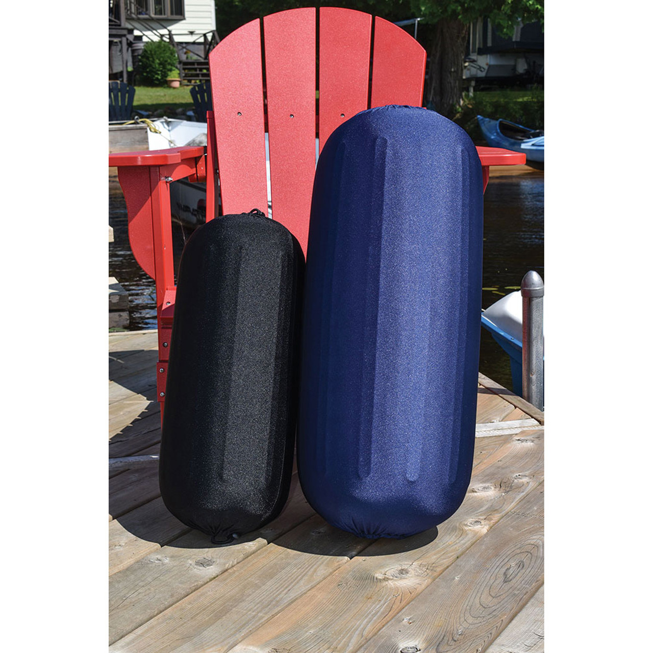 Dock Edge Reversible Fender Cover - Black\/Blue - Large [DE965069F]
