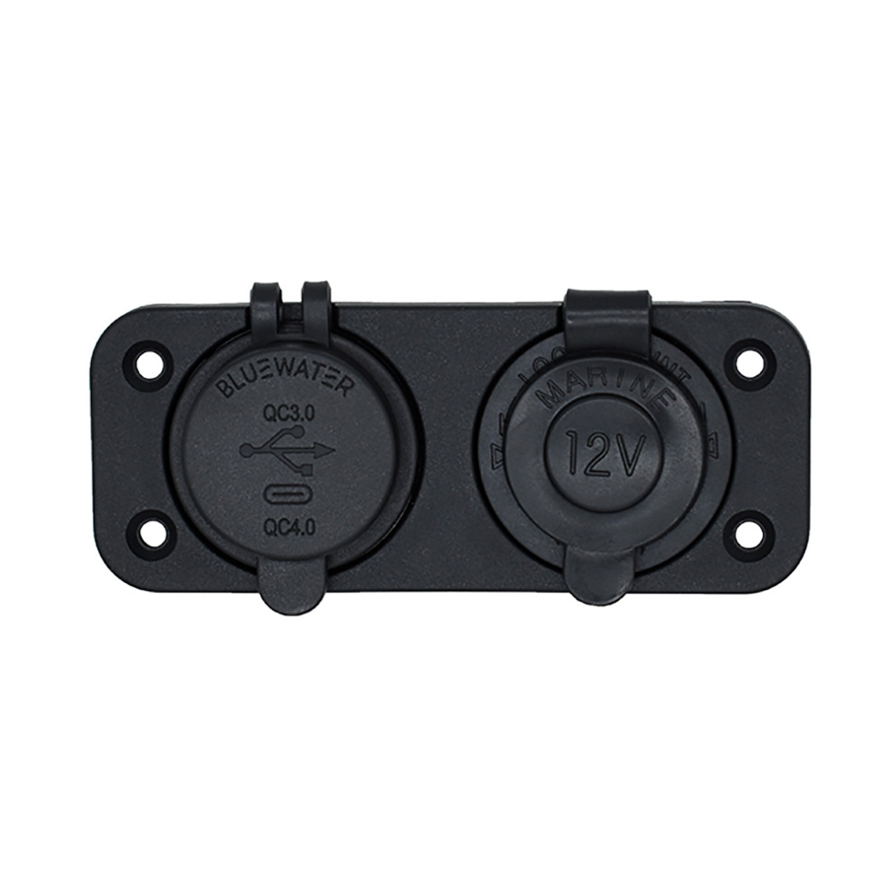 Bluewater Dual USB\/USB-C 12V Combo Receptacle w\/Plate [3000-4011]