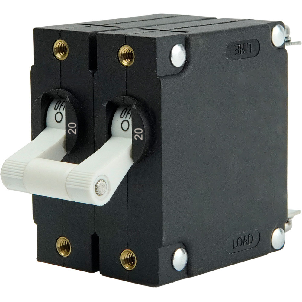 Egis A Series White Toggle Panel Mount Circuit Breaker - Dual Pole 20A [3202-20]