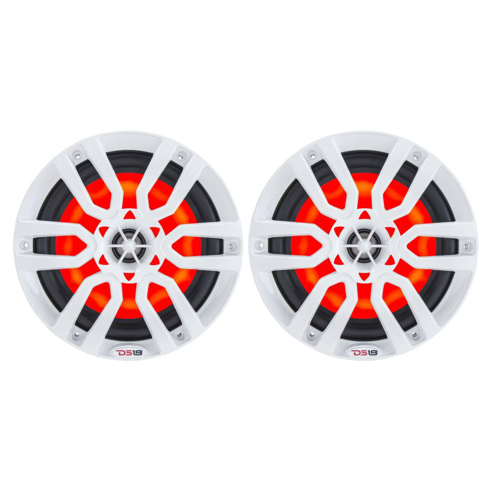 DS18 HYDRO 6.5" 2-Way Marine Speakers w\/RGB LED Lights 300W - White [NXL-6]