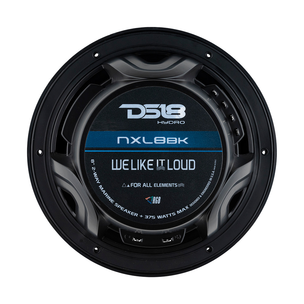 DS18 HYDRO 8" 2-Way Marine Speakers w\/RGB LED Lights 375W - Matte Black [NXL-8BK]