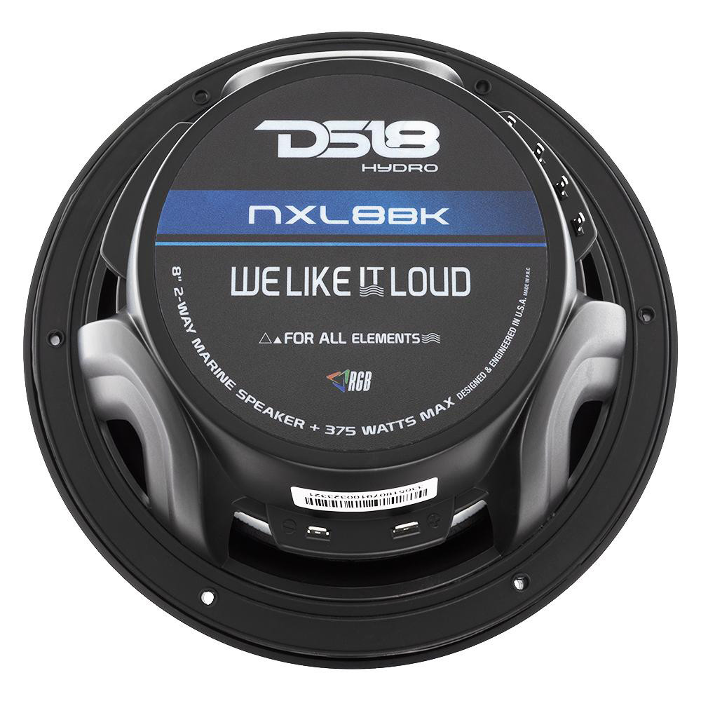 DS18 HYDRO 8" 2-Way Marine Speakers w\/RGB LED Lights 375W - Matte Black [NXL-8BK]