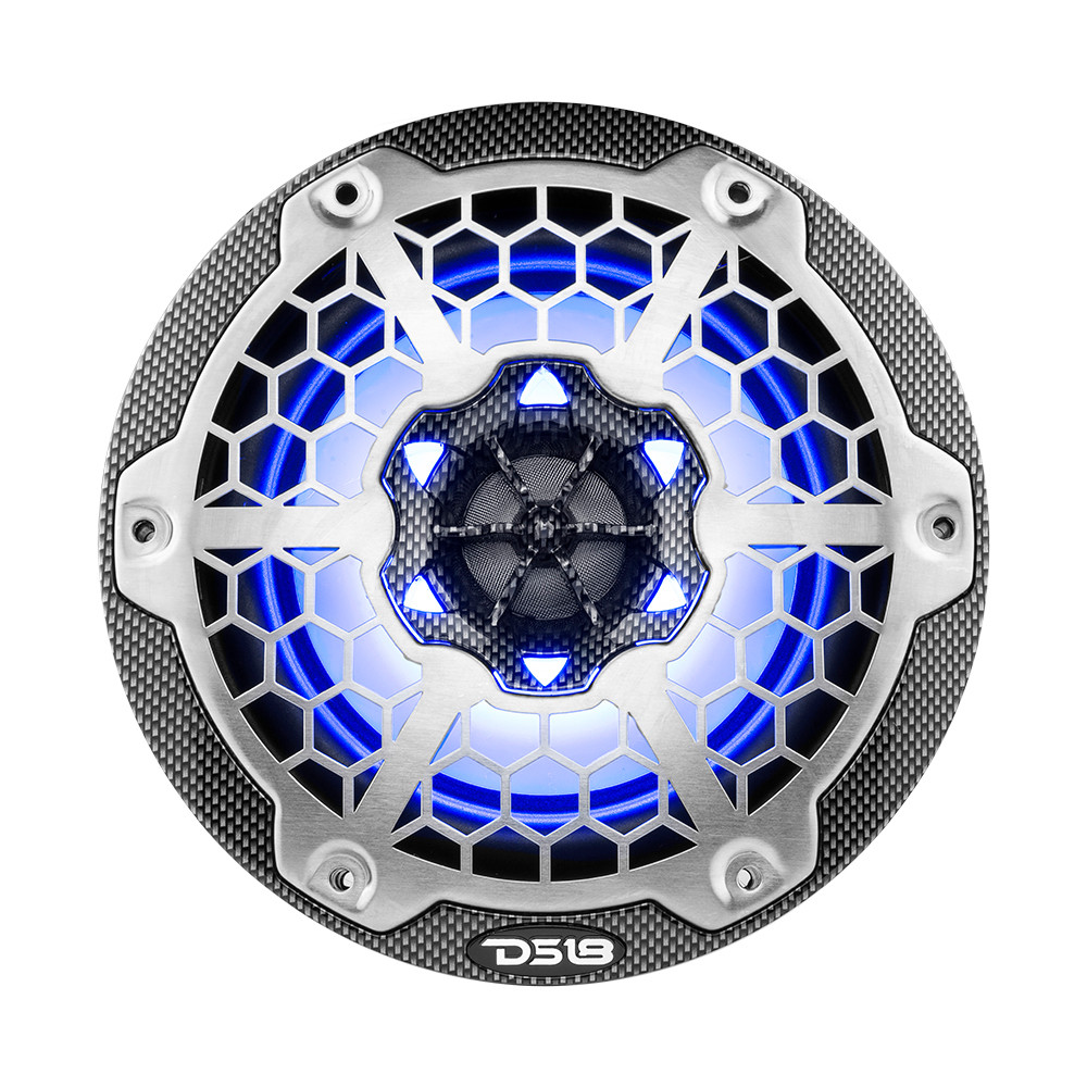DS18 HYDRO 6.5" 2-Way Marine Speakers w\/RGB LED Lights 300W - Black Carbon Fiber [CF-65]