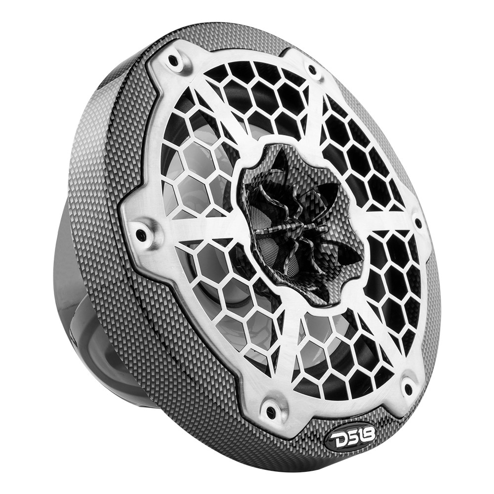 DS18 HYDRO 6.5" 2-Way Marine Speakers w\/RGB LED Lights 300W - Black Carbon Fiber [CF-65]
