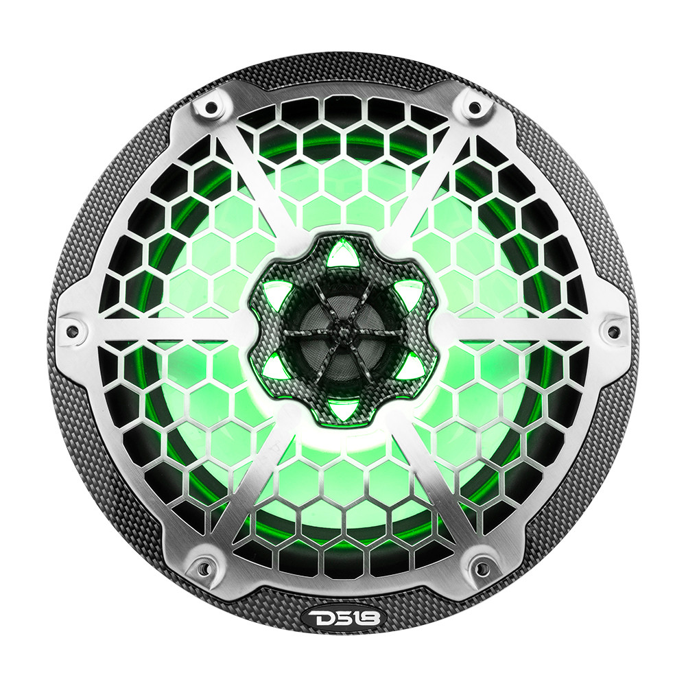 DS18 HYDRO 8" 2-Way Marine Speakers w\/RGB LED Lights - 125W RMS, 4-Ohm - Black Carbon Fiber [CF-8M]