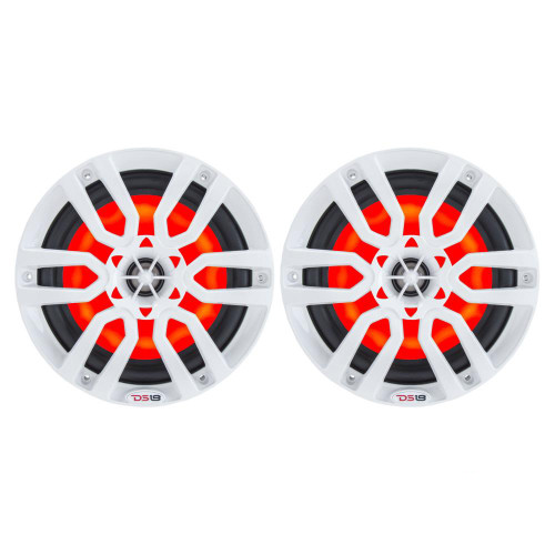 DS18 HYDRO 6.5" 2-Way Marine Speakers w\/RGB LED Lights 300W - White [NXL-6]