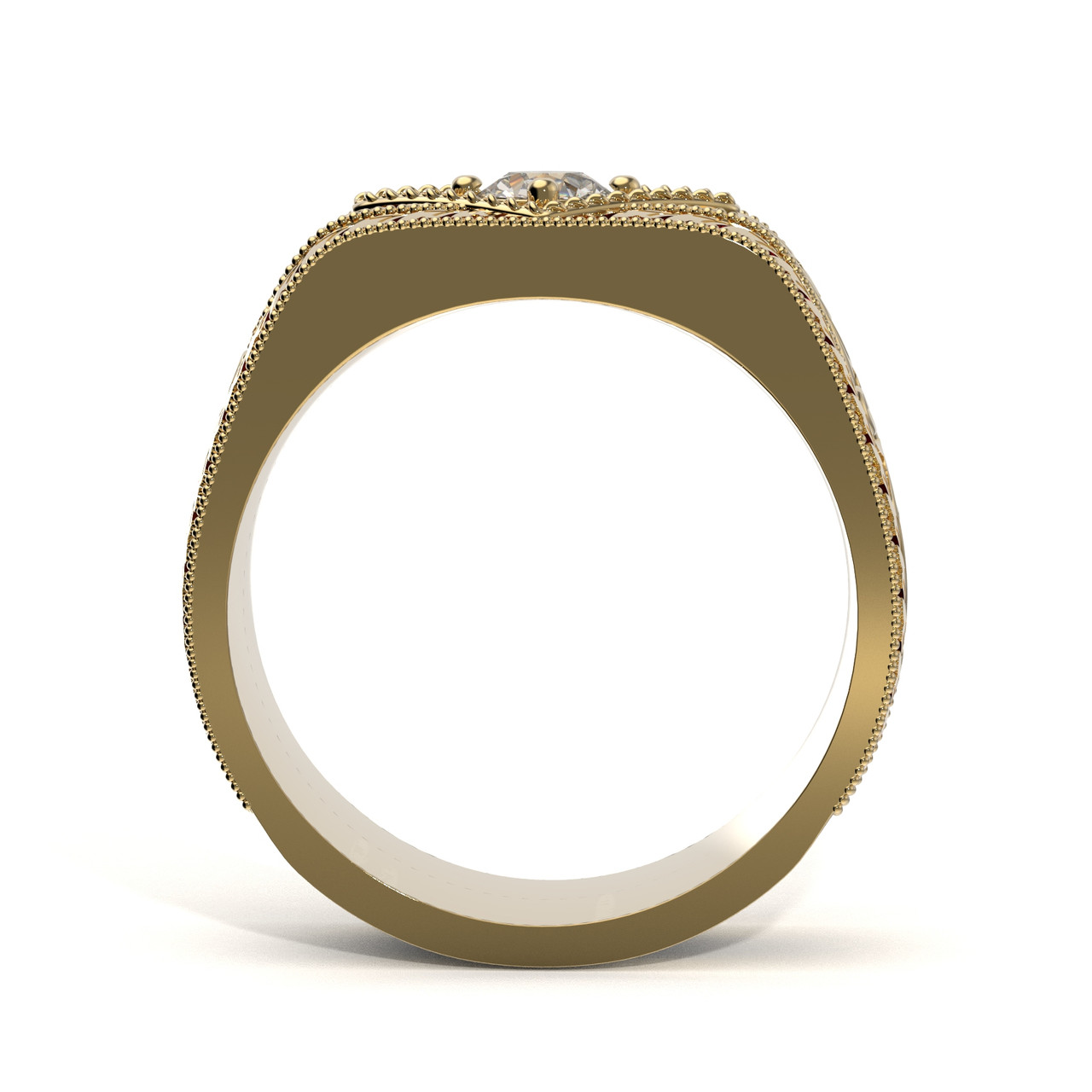 Men's Designer Scrollwork Ring in 14K Yellow Gold | Sorush with