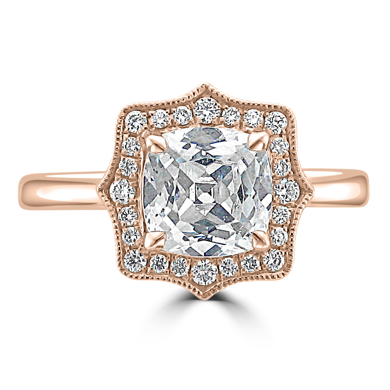 Rose Gold Cushion Halo Ring Wedding Bands Co