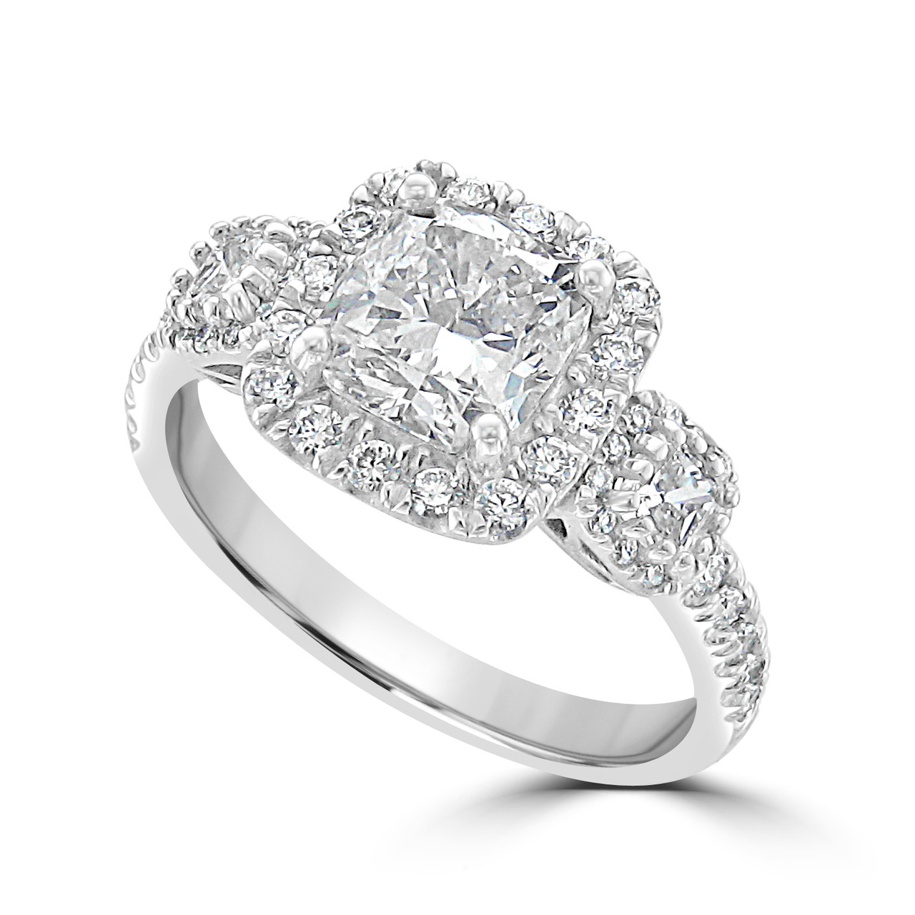 14K White Gold Cushion Diamond Ring Wedding Bands Co