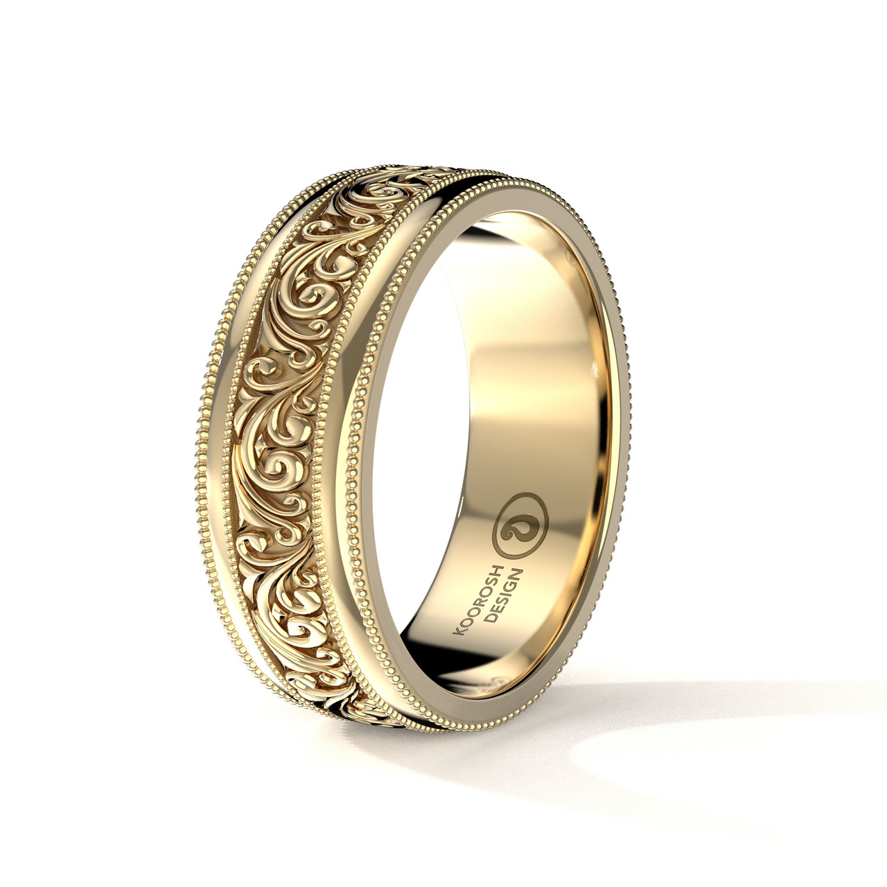 Buy Men's 14K Yellow Gold Scrollwork Wedding Ring | Sina 8mm Band