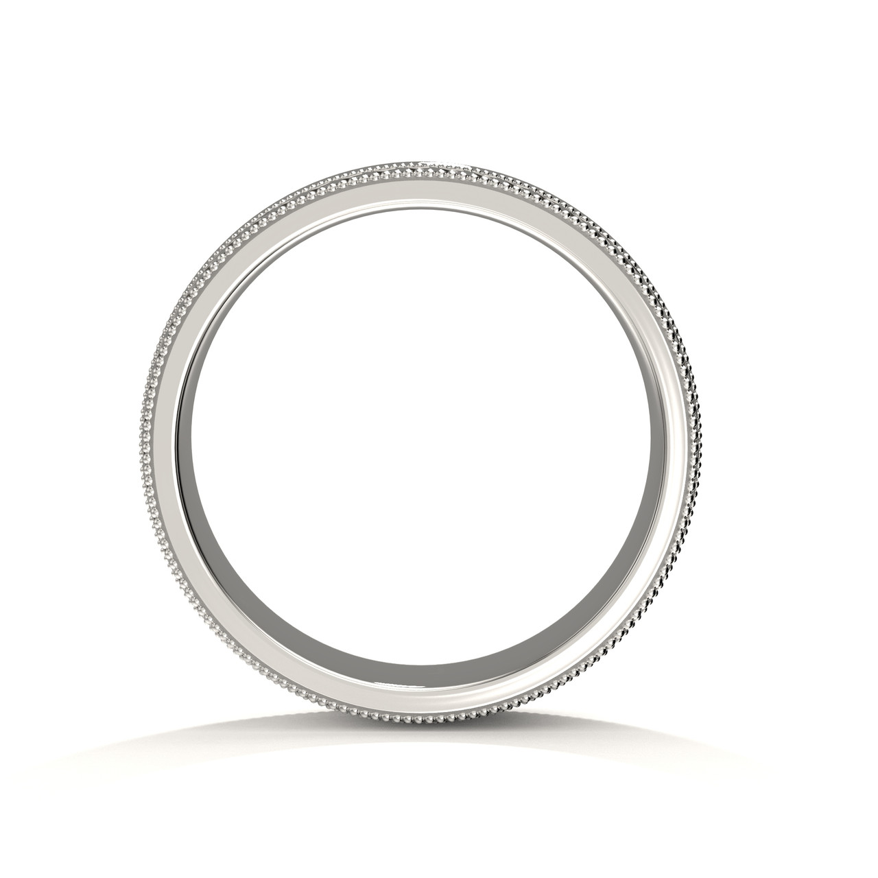 Buy Men's 14K White Gold Brushed Wedding Ring | Kian 8mm Band with Engraved  Double Milgrain