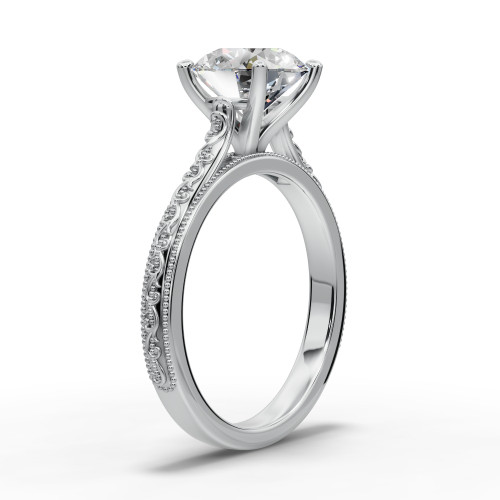 round diamond engagement ring top down view
