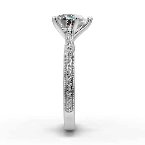 heart diamond engagement ring side profile 14k white gold and platinum band