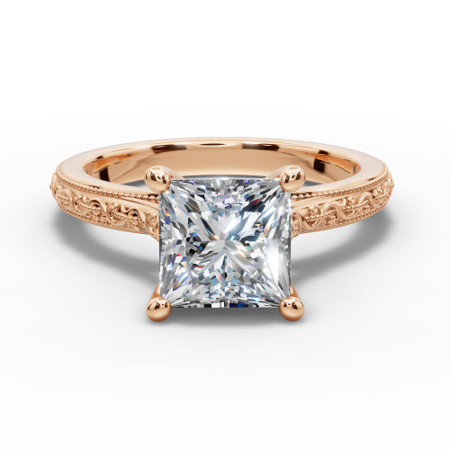 princess diamond engagement ring worn on finger front view
