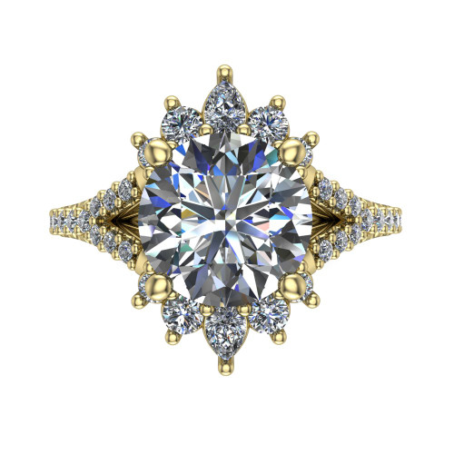 round diamond engagement ring top down view