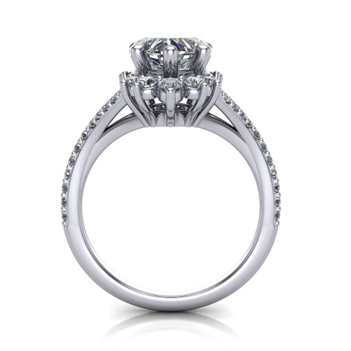 14k white gold and platinum heart diamond engagement ring three quarter view