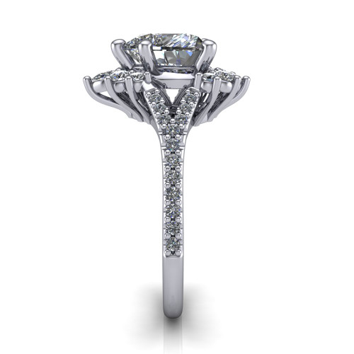 heart diamond engagement ring side profile 14k white gold and platinum band