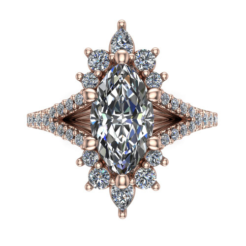 marquise diamond engagement ring top down view