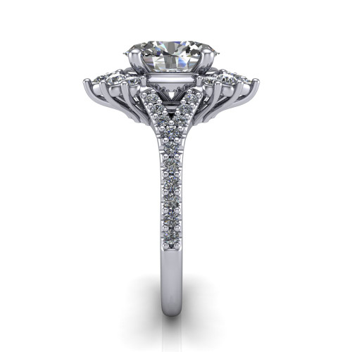oval diamond engagement ring side profile 14k white gold and platinum band