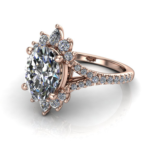 oval diamond engagement ring worn on finger front view