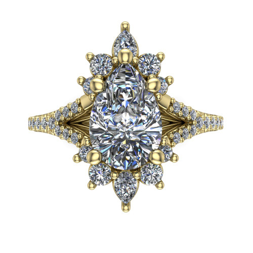pear diamond engagement ring top down view