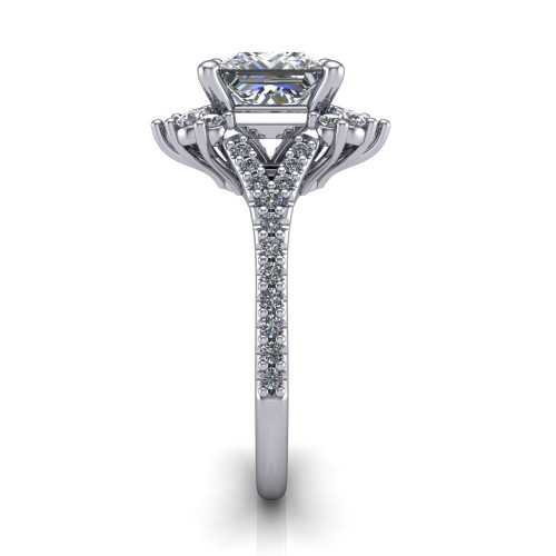 princess diamond engagement ring side profile 14k white gold and platinum band