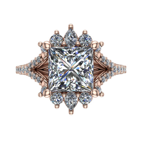 princess diamond engagement ring top down view
