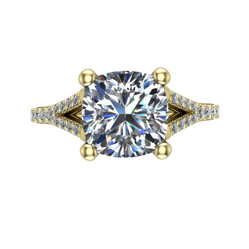 cushion diamond engagement ring top down view