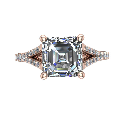 emerald cut diamond engagement ring top down view