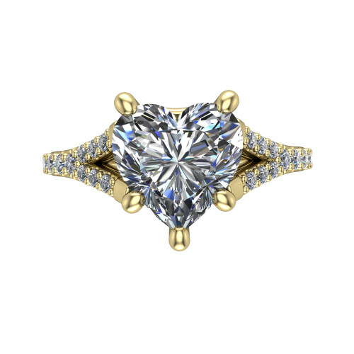 heart diamond engagement ring top down view
