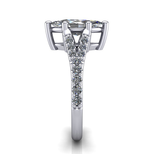 marquise diamond engagement ring side profile 14k white gold and platinum band
