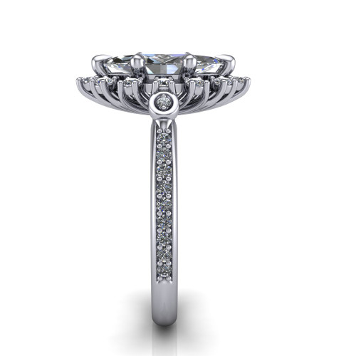 marquise diamond engagement ring side profile 14k white gold and platinum band