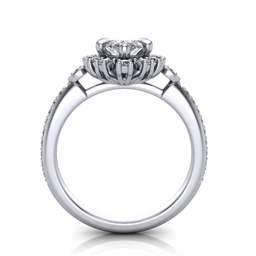 14k white gold and platinum marquise diamond engagement ring three quarter view
