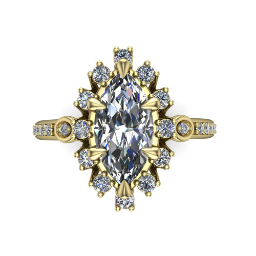 marquise diamond engagement ring top down view