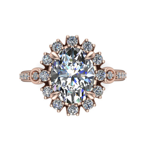 oval diamond engagement ring top down view
