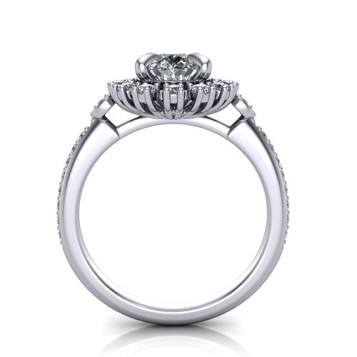 14k white gold and platinum pear diamond engagement ring three quarter view