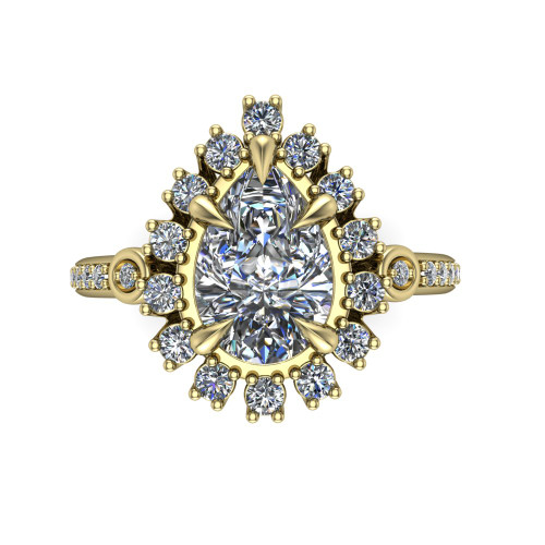 pear diamond engagement ring top down view