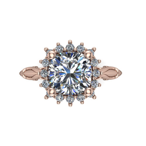 cushion diamond engagement ring top down view