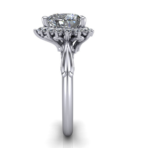 heart diamond engagement ring side profile 14k white gold and platinum band