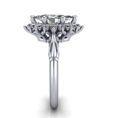 marquise diamond engagement ring side profile 14k white gold and platinum band