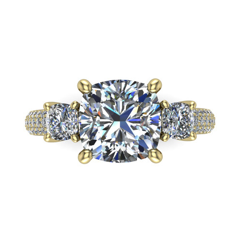 cushion diamond engagement ring top down view